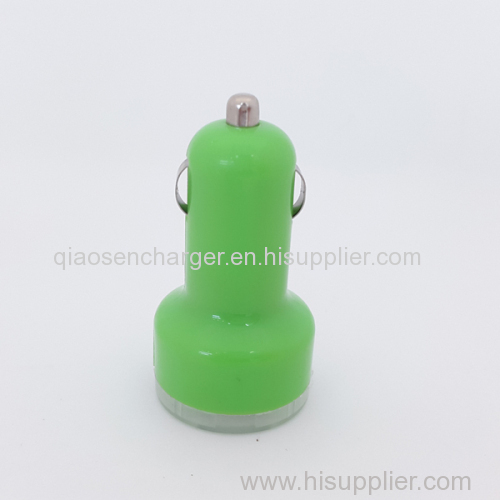 Green color 2 USB 12-24VDC car charger adapter for Ipad Iphone