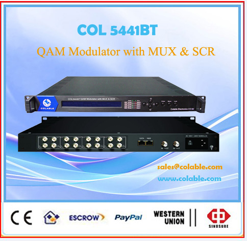 QAM dvb-c rf modulator multiplexing scrambling with tuner 8 in 1