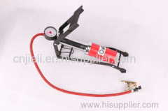 Bicycle Single Barrel Cylinder Foot Pump Air Inflator With Pressure Gauge