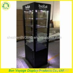 pop up wooden and acrylic sunglasses display cabinet with LED lights