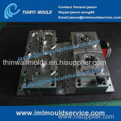 plastic sweet packaging containers mould with in mould labeling two cavities thin-walled plastic cup injection moulds