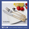Chinese wholesale glod plated or sand blasting old gold cutlery set