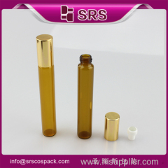 Cosmetic Packaging Brown Round Shape Roller Ball And Glass Roll On Bottle Amber Small 10 ml Plastic Sample Bottles