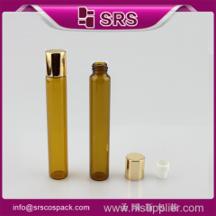 Cosmetic Packaging Brown Round Shape Roller Ball And Glass Roll On Bottle Amber Small 10 ml Plastic Sample Bottles