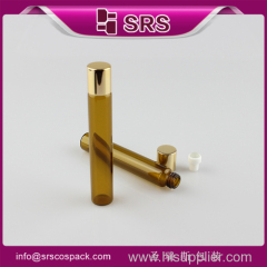 Cosmetic Packaging Brown Round Shape Roller Ball And Glass Roll On Bottle Amber Small 10 ml Plastic Sample Bottles