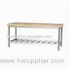 2 Tier Commercial Stainless Steel Kitchen Work Table With Wooden Surface