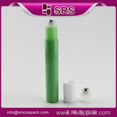 manufacturer hot sale 15ml green empty plastic roller bottle for eye cream