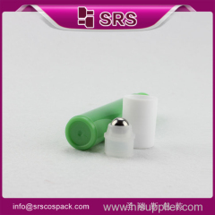 manufacturer hot sale 15ml green empty plastic roller bottle for eye cream