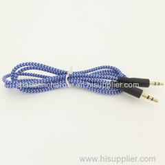 Fabric barided gound audio cable jack to jack for earphone connecting