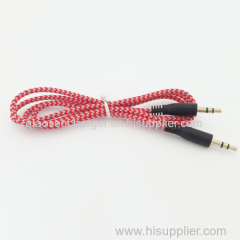 Fabric barided gound audio cable jack to jack for earphone connecting