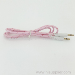Whlesale price Micro nylon braided 3.5 mm jack audio cable for ipod ipad computer