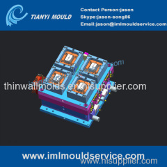 thin-wall moulded rectangle container mold with iml / plastic rectangle boxes mold with in mold label