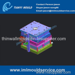 thin walls rectangle containers mould maker/ plastic rectangle boxes molding with in mold label / plastic injection mold