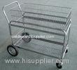 Warehouse Double Tier Steel Rolling Cart , Factory 4 Wheel Hand Truck For File Transit