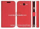 Soft Leather Wallet Phone Cases Red For Samsung Galaxy Grand 2 G7105