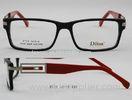 Black And Red Rectangular Acetate Optical Frames For Reading , Hand Made Acetate