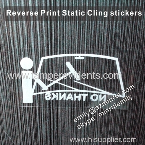 Clear stactic cling car window stickers