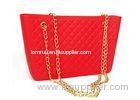 Diamond Silicone Handbag Lady Shopping Bag with Golden Plate Chain