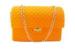 Orange Soft Silicone Handbag With Metal Chain Strap , Customerized