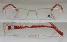 Red / Black Rectangular Metal Optical Frames For Women , Leopard Print In Fashion