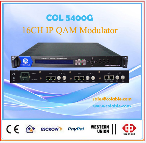 IP solution dvb-c qam modulator 16 in 1 with multiplexing scrambling