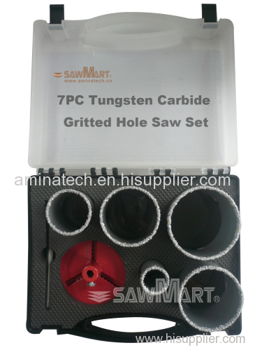 7PC Carbide Coated Hole Saw Set/Tungsten Carbide Grit Edge Hole Saw Set