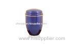 Steel funeral urns for human ashes shining blue color H 24.8cm Dia 16.5cm