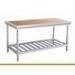 2 Tier Hotel Kitchen Stainless Steel Commercial Work Table With Wooden Surface