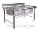 Kitchen Double Bowl Industrial Stainless Steel Sinks For Restaurant / Hotel