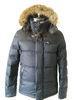 Vintage Men Fur Hooded Down Coat Windbreaker Waterproof Down Jacket