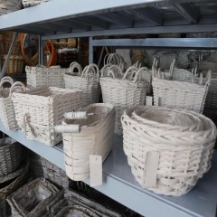 5pcs woodchip and wicker storage basket