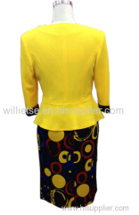 Yellow/White Jacket Color Circle Plus Size Clothing