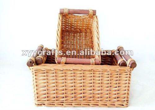Beautiful hottest grey set of 3 pcs willow wicker basket pot with ear in Europe