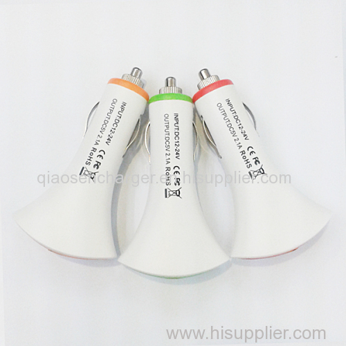 High quality smile design 3.1A dual car charger for any mobile phone