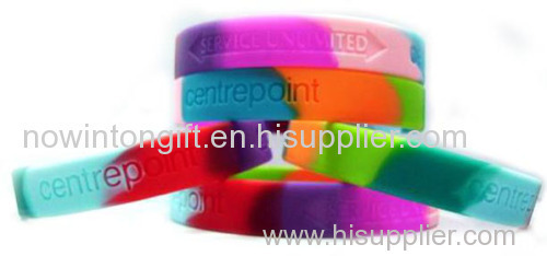 segmented and swirled silicone wristbands