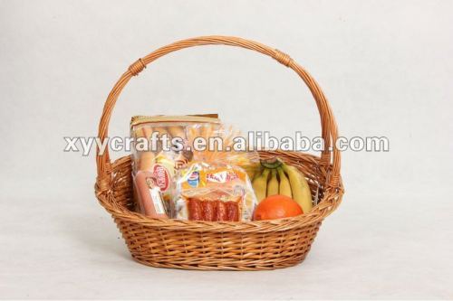 small baskets with handles and wicker picnic basket