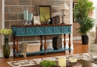 Classic Asian Console Table Decor in Blue Color