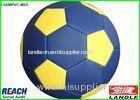 Shiny PVC Leather Blue Football Soccer Ball Standard Size And Weight