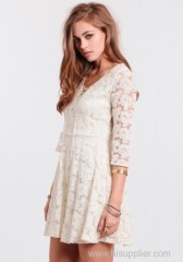 Dress OEM service European American larger V-neck chiffon Bohemian dress factory supply