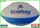 Promotional White Blue American Football Balls 29cm / Leather Rugby Ball