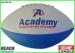 Promotional White Blue American Football Balls 29cm / Leather Rugby Ball