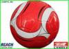 Red Machine Stitched Leather Soccer Ball Official Size for Amateur Match