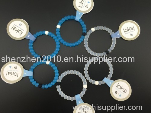 2015 hot selling lokai find your balance blue clear camo silicone beads bracelet 4 sizes