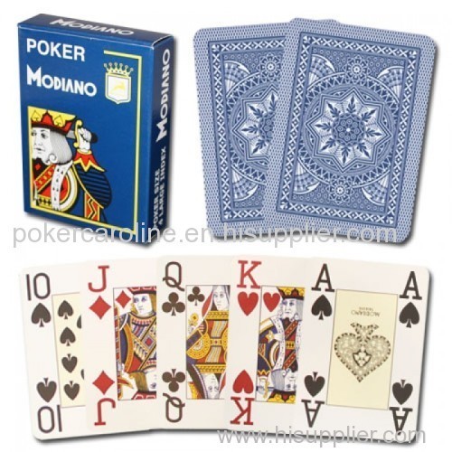 Modiano Italian Poker Game Playing Cards - dark blue Poker 4 Jumbo Index Single Card Deck - 100% Plastic |gamble cheat