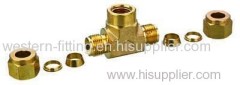 Brass Pneumatic Compression Tee Connector