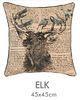 Square Deer Elk Printed Cushion Covers Soft Durable For Hotel Seat