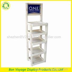 customized retail 5 tier floor wooden coconut beverage display stand