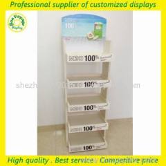 5 tiers retail beverage juice store wood display shelf