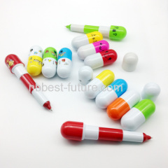 Novelty retractable capsule shape kids pens