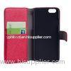 Water Resistant Sewing Leather Apple Iphone Case Red With Lychee Pattern